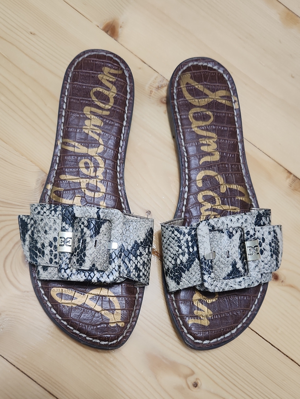 Sam Edelman Granada Snake Print Buckle Slide Sandals Size 8